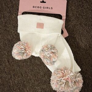 BCBGirls White and Pink Pom-Pom Hat